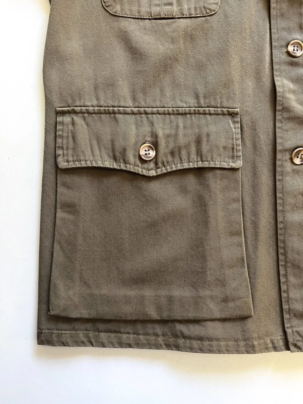 Vintage Mens Woolrich Khaki Belted Lightweight Safari Utility Field Jacket Coat